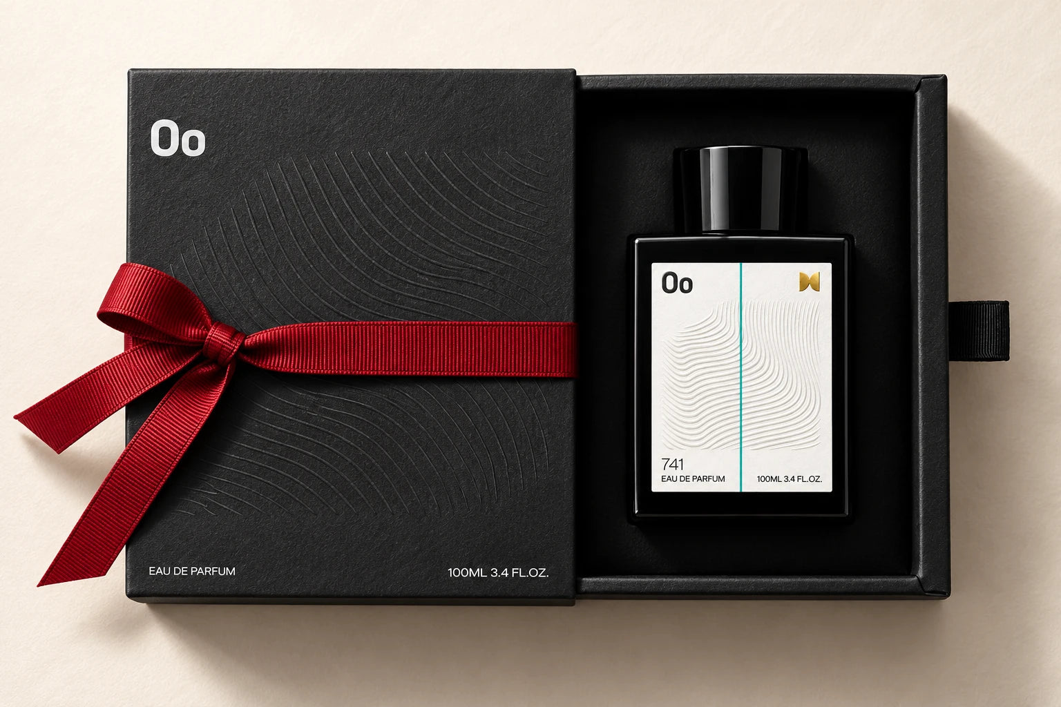 A gift box with a red ribbon